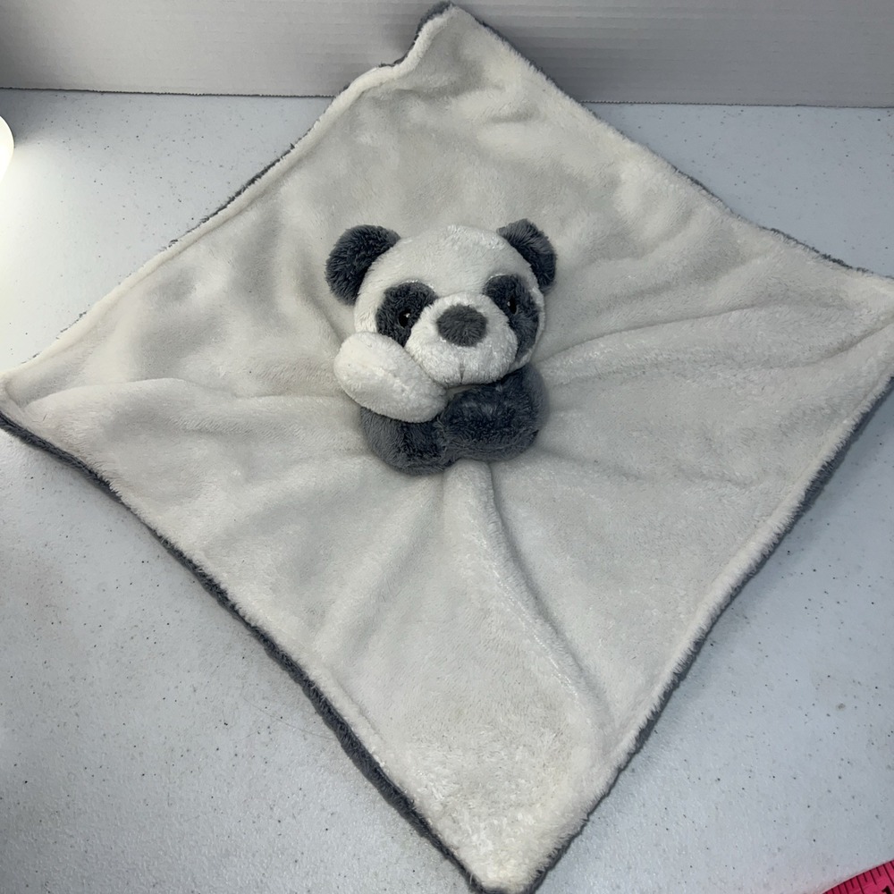 Carter's Lovey Baby Security Blanket Plush White Gray Panda Bear Cuddly 13"x13"